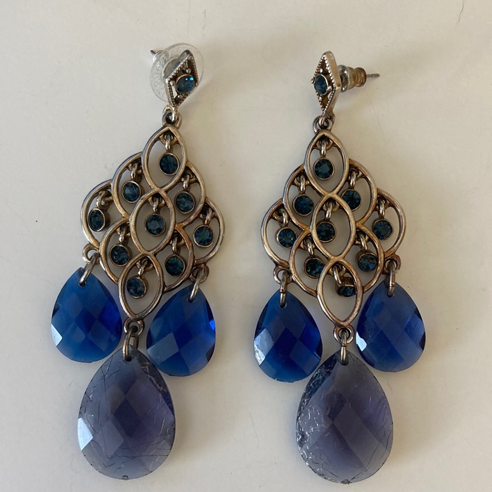 Women's Blue Jewel Dangle Earrings